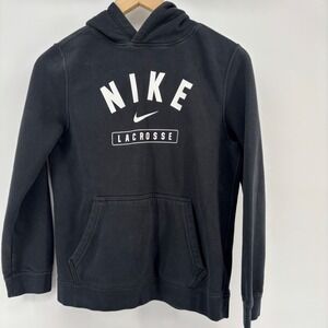 Nike Lacrosse Hoodie Kids Large Black Excellent Athletic Pullover Graphic L